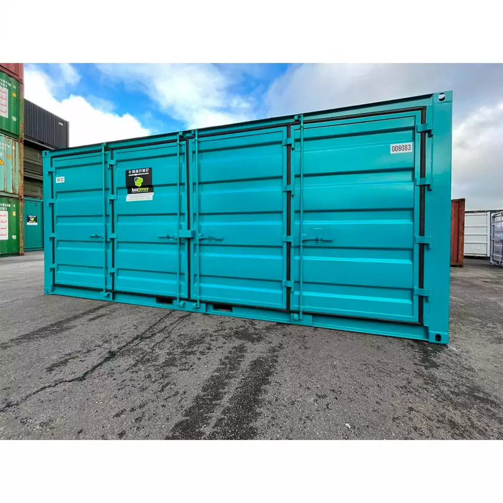 Container 20 pieds de stockage open side de couleur bleu turquoise