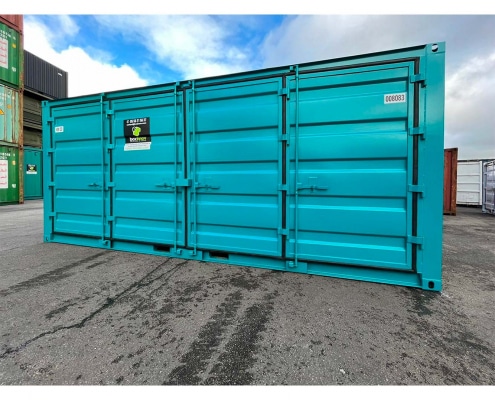 Container 20 pieds de stockage open side de couleur bleu turquoise