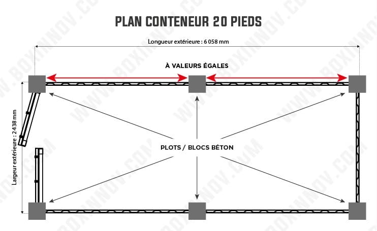 PLOTS BLOC BETON CONTENEUR 20 PIEDS