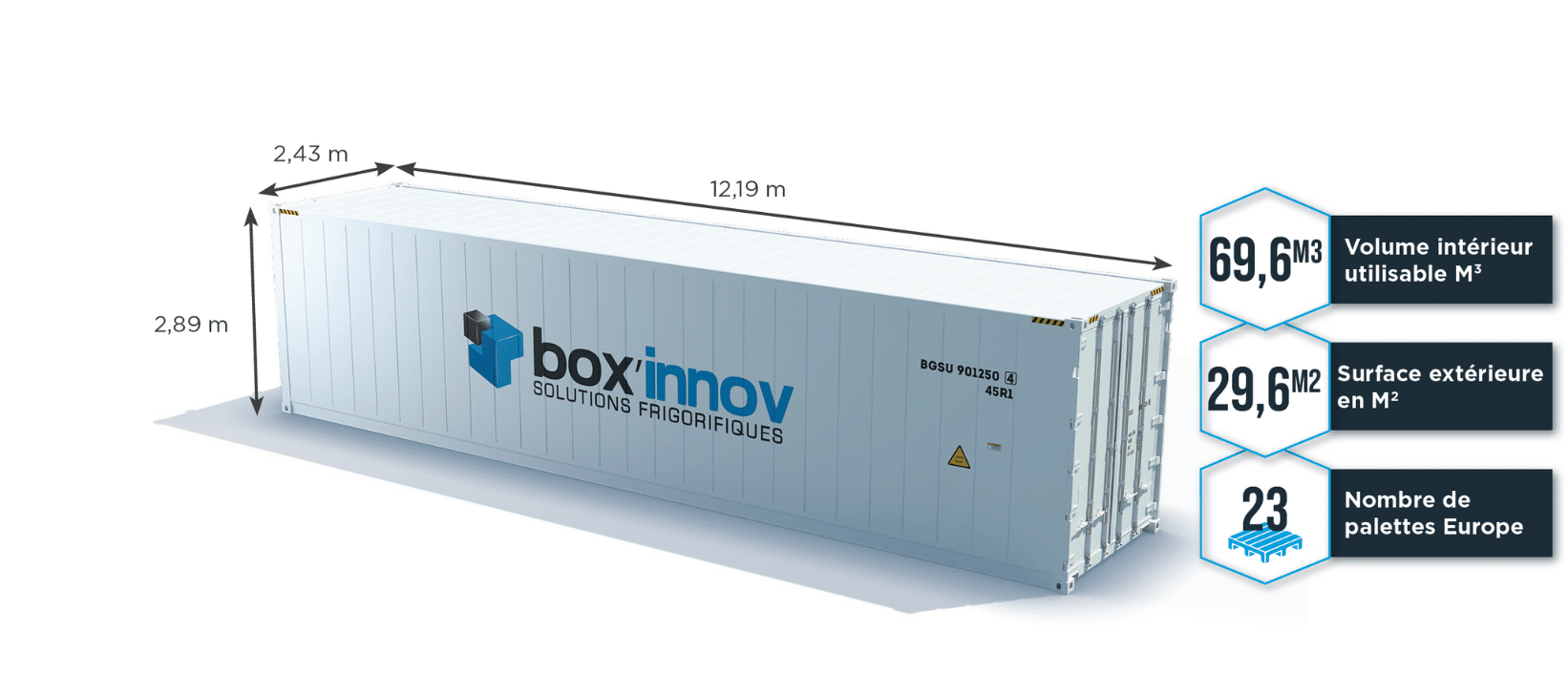 dimension container 40 pieds high cube isotherme