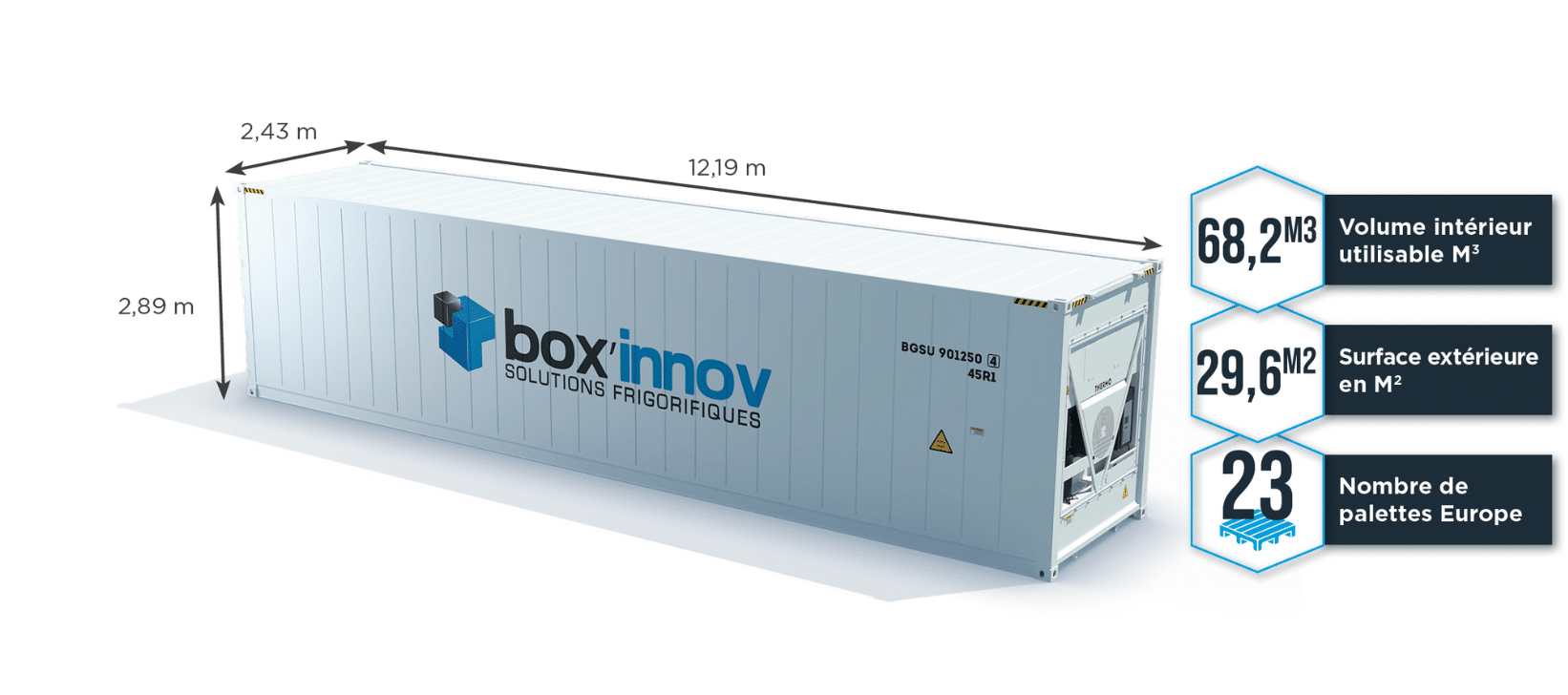 dimension container 40 pieds high cube reefer