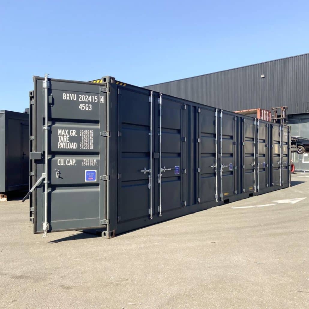 container 40 pieds high cube avec 4 portes latérales idéal pour le selfstockage