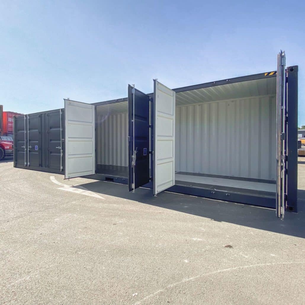 container 40 pieds high cube avec 4 portes latérales idéal pour le selfstockage
