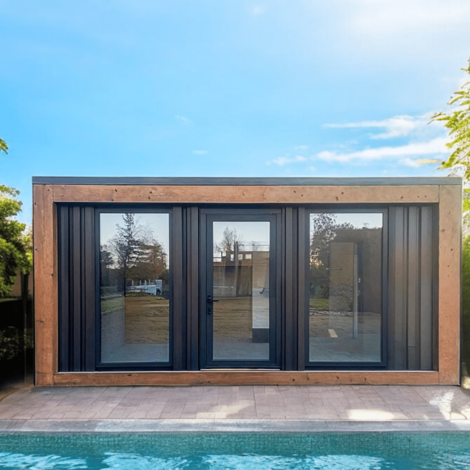 pool house chalet piscine