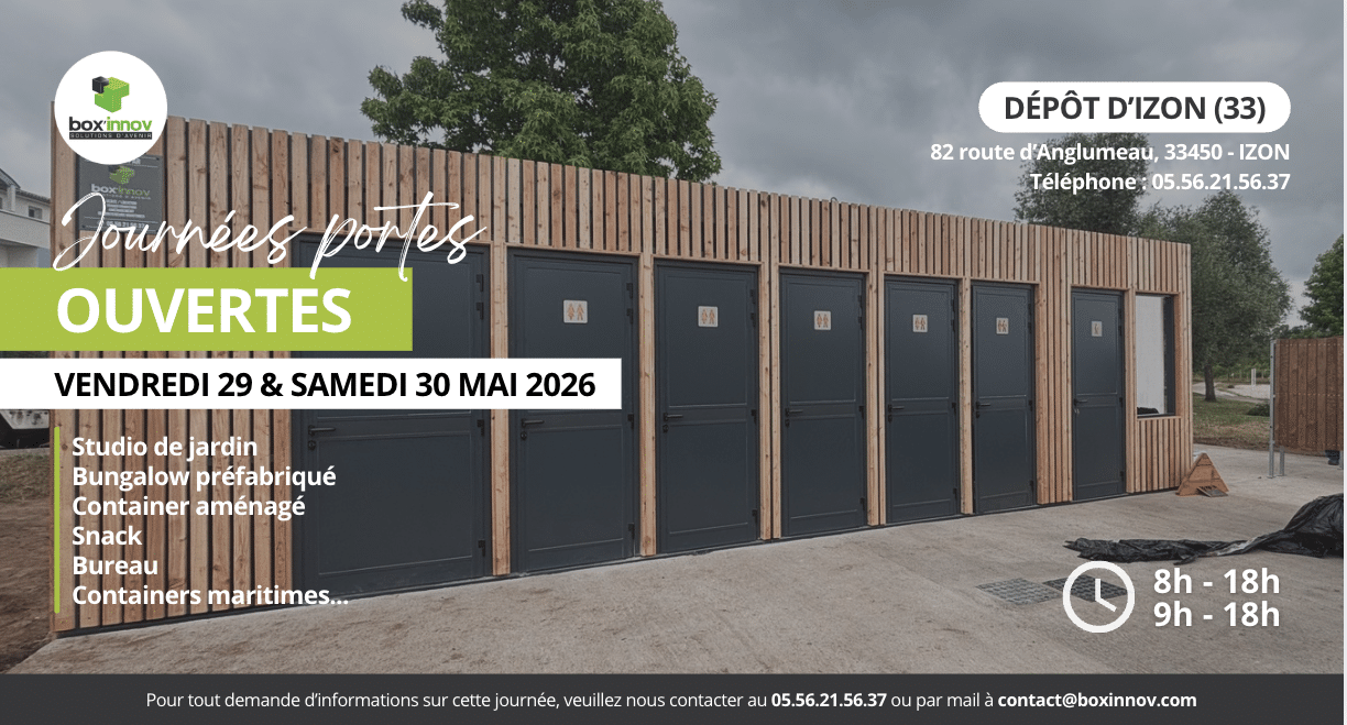 Journées portes ouvertes pour vente de containers maritimes et studio de jardin