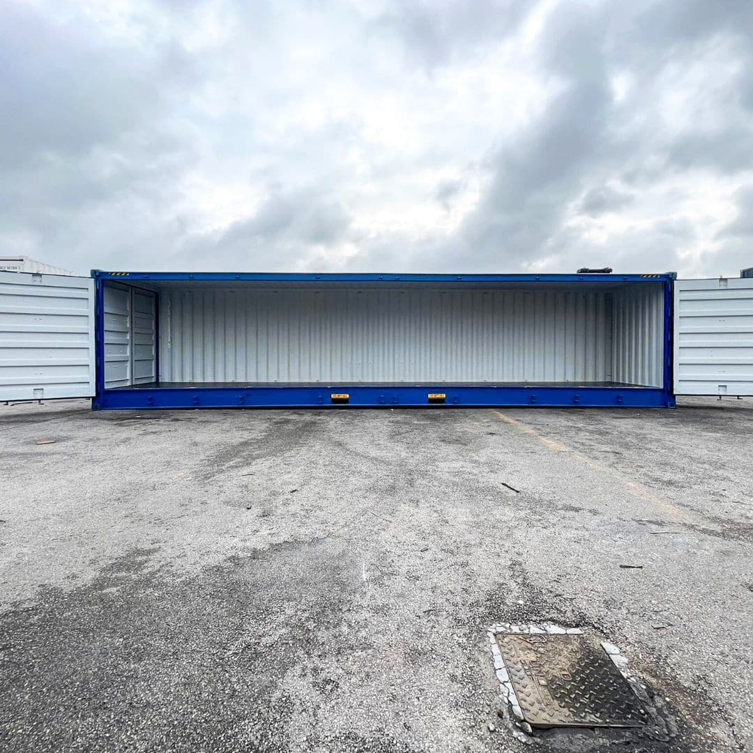 Conteneur 40 pieds high cube open side, paroi latérale entièrement ouverte