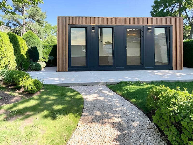atelier jardin acier imitation bois